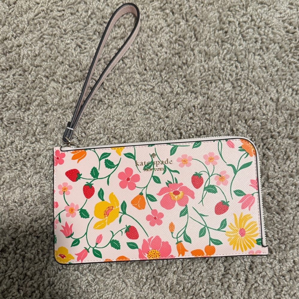kate spade Pink Floral & Strawberry Wristlet